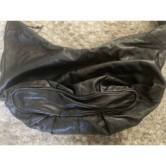 Vintage 60s-70s Francois Villon Black Leather Purse with Leather Strap - Picture 10 of 16